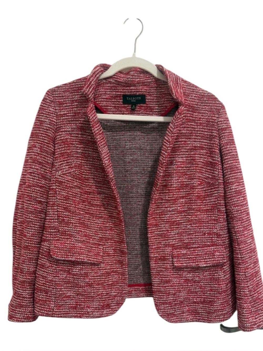 Talbots Red-Pink Tweed Open-Front Blazer 8P